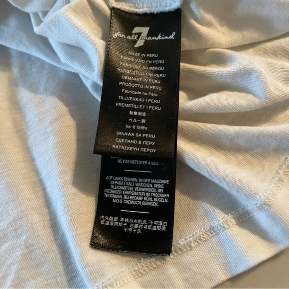 7 For All Mankind Shirt Mens White Short Sleeve 7FAM Graphic Logo Cotton Size L - Picture 5 of 8
